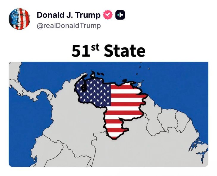 Ông Trump gây “sốc” khi đăng ảnh Venezuela gắn cờ Mỹ, gọi là “bang thứ 51”