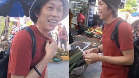 Hoài Linh đi dép lê, đeo balo ở chợ Lý Sơn